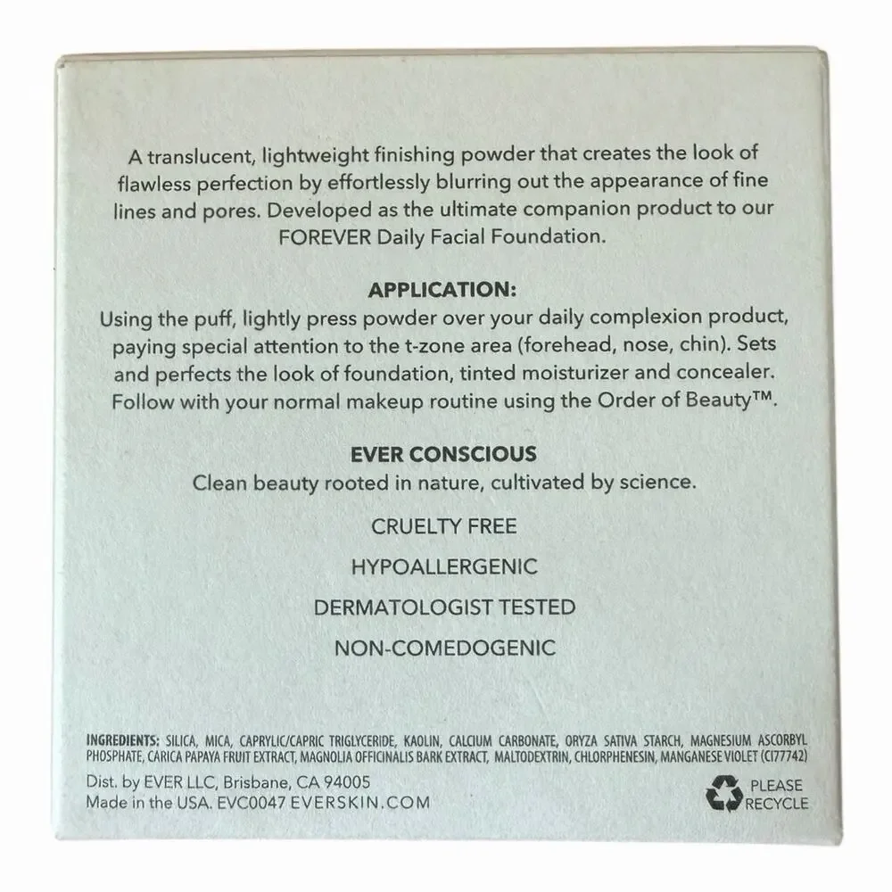 EVER BLUR NIP Post Makeup Translucent Perfecting Face Pressed Powder